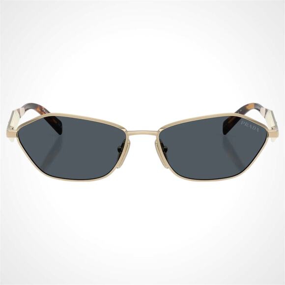 New PRADA Sunglasses Gold Metal 3D Logo Aviator Cat Eye Womens PRD50S ZVN70B